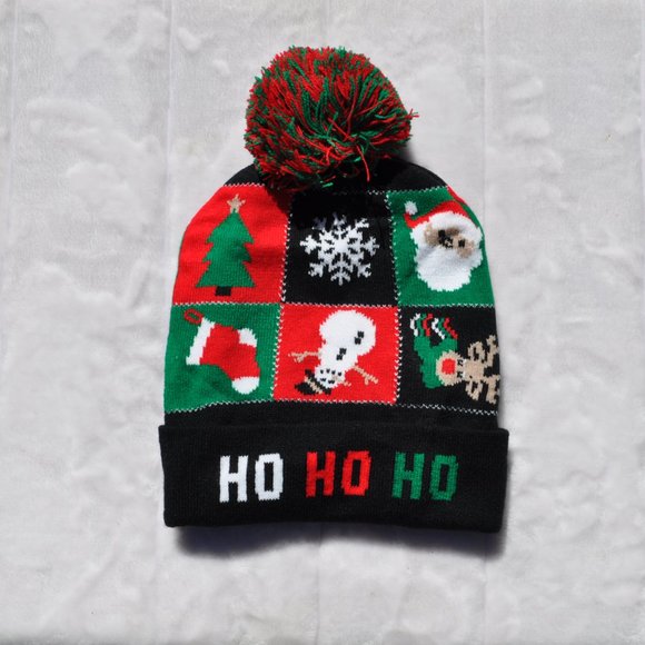 Christmas Hat Knitted Woolen with LED lights Colorful Glow Hat One Size - Picture 4 of 4